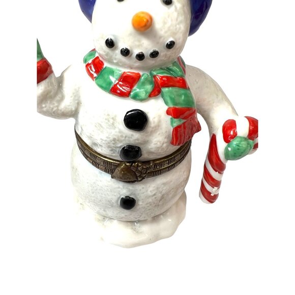 Classic Collectibles 1996 Ceramic Snowman Trinket Box Hinged - Picture 4 of 6